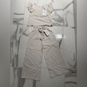 Zara Cream Striped gold Kids Matching Set